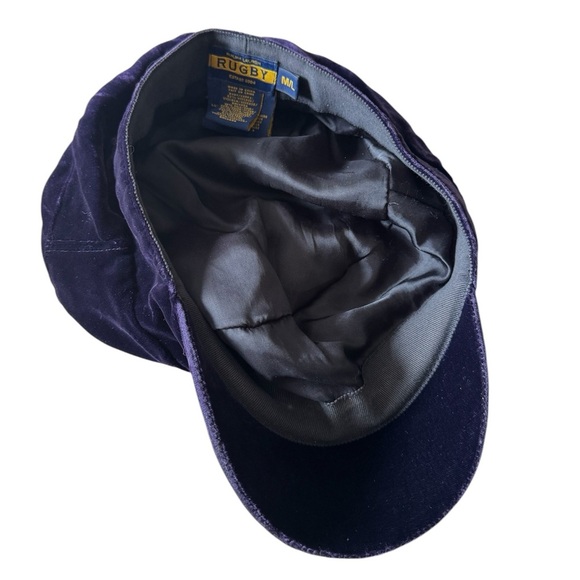 VTG Rare Rugby Ralph Lauren Purple Velvet Baker Boy Cap Hat Size: M/L - Picture 3 of 5